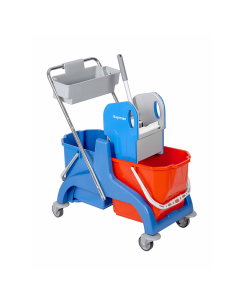 Kolica za čišćenje sa dve kofe (2x25L), hromiranom ručkom i dodatnom gornjom kofom